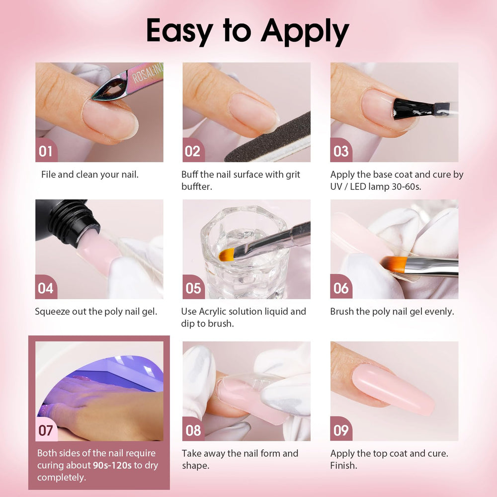 Rosalind gel-poly rouge pour accentuation d'ongle durable