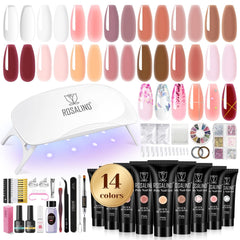 ROSALIND kit gel ongles poly avec 14 couleurs et accessoires pour débutants