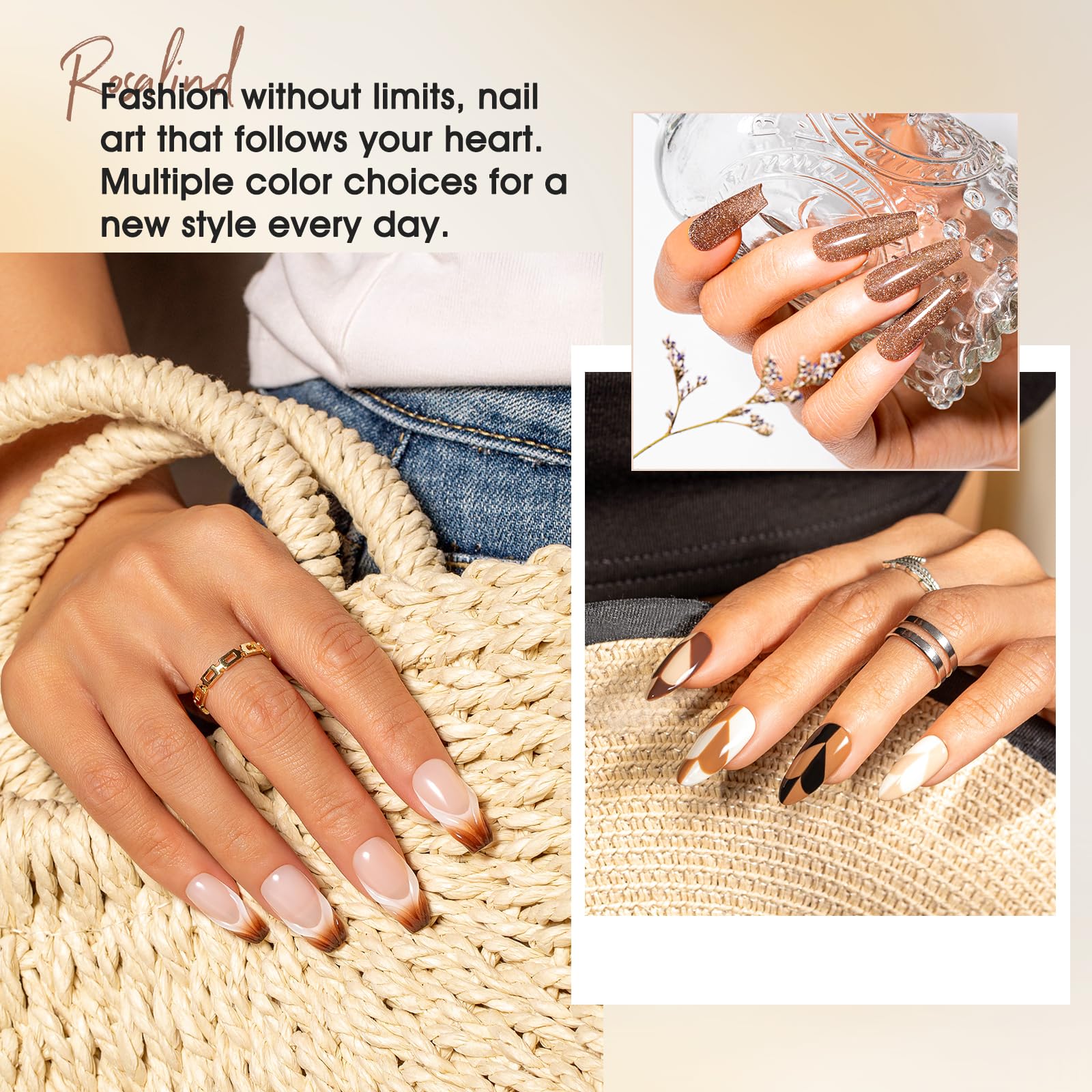ROSALIND Vernis Gel Nude Brun, brillance élevée et couleur chaude.