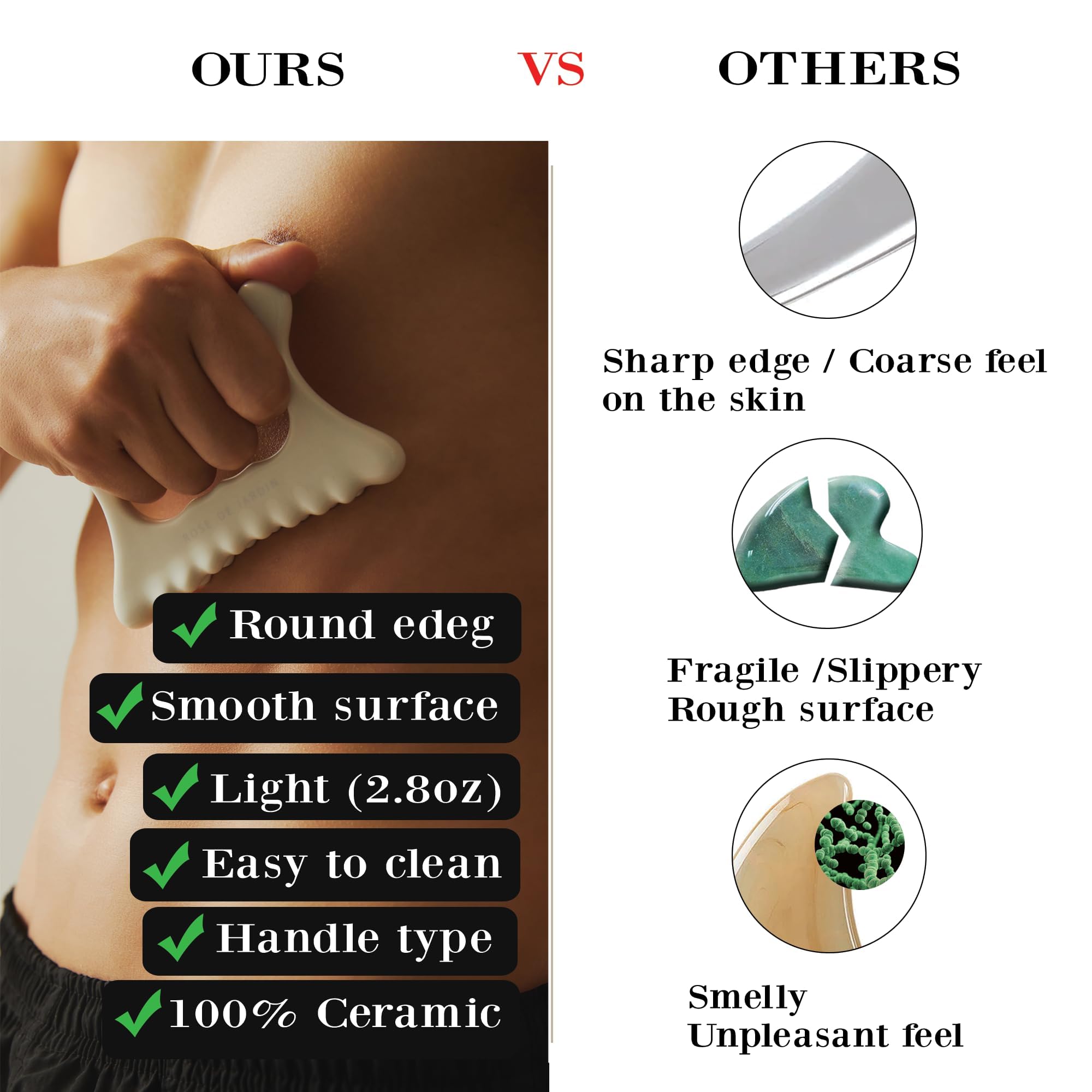 ROSE DE JARDIN Gua Sha céramique drainage léger peau tonifiée visage