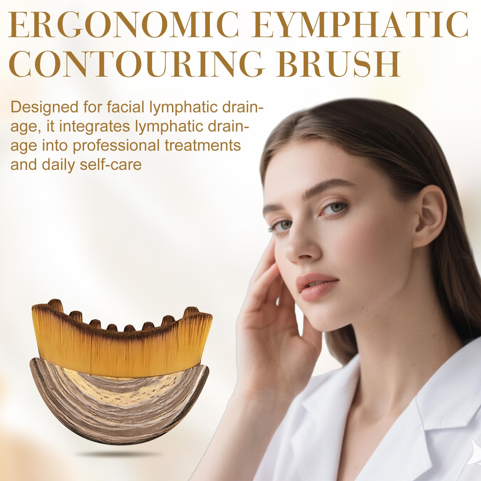 Rose Romee brosse lymphatique visage design ergonomique pour contours précis.