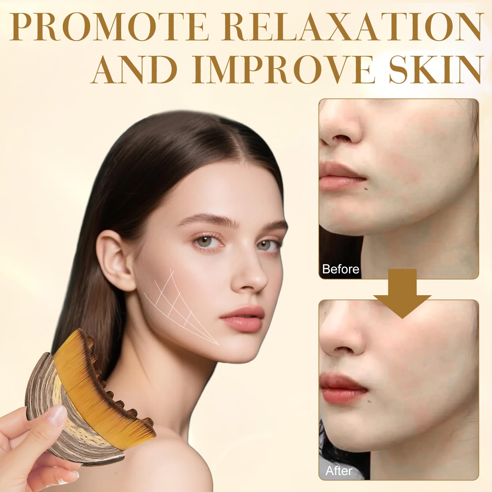 Rose Romee brosse lymphatique visage relaxation pour soulager la tension faciale.