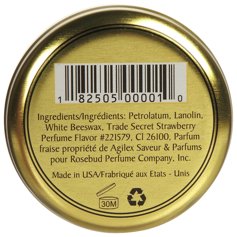 Rosebud Baume à lèvres fraise application — texture soyeuse pour redonner vie aux lèvres.