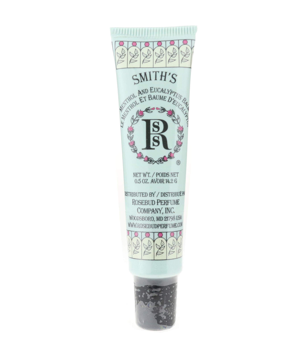 Rosebud Menthol Éucalyptus: tube baume lèvres rafraîchissant et pratique.