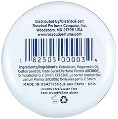 Rosebud Minted Rose Lip Balm prêt pour massage et fraîcheur mentholée.