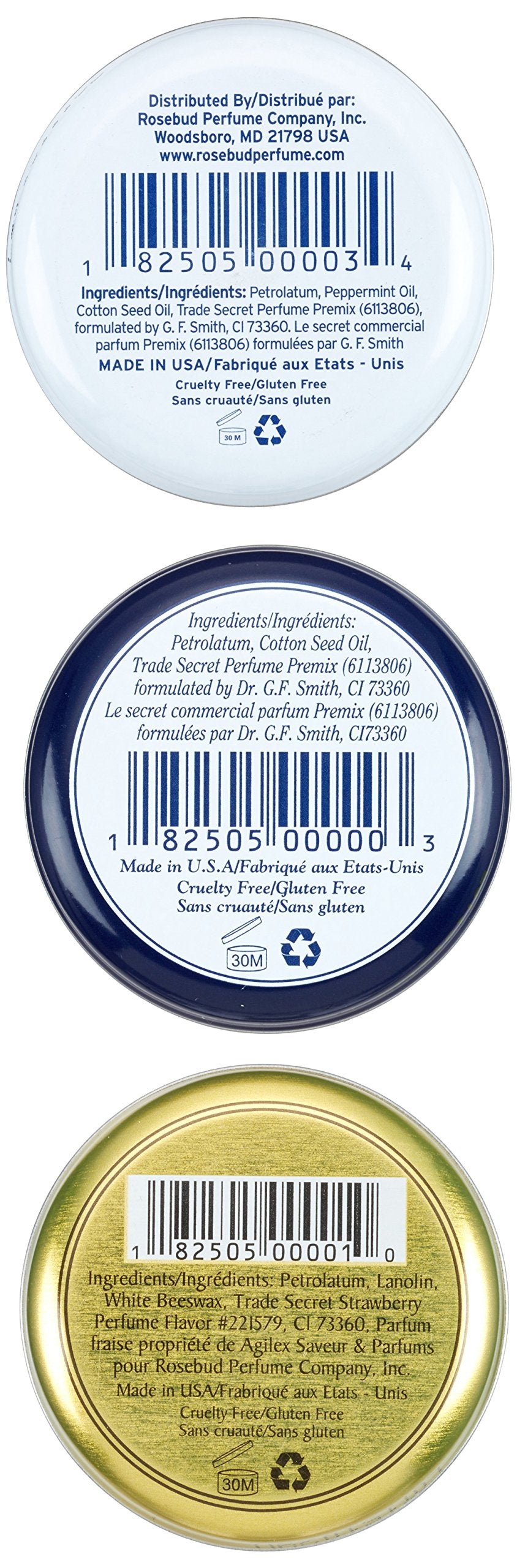 Texture crèmeuse Rosebud Salve sur les lèvres, surface lisse et souple.