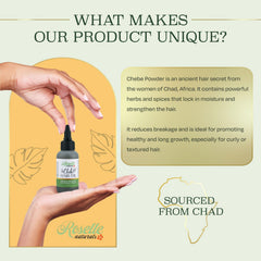 Roselle Naturals Chebe Oil – texture légère sans gras sur les longueurs.