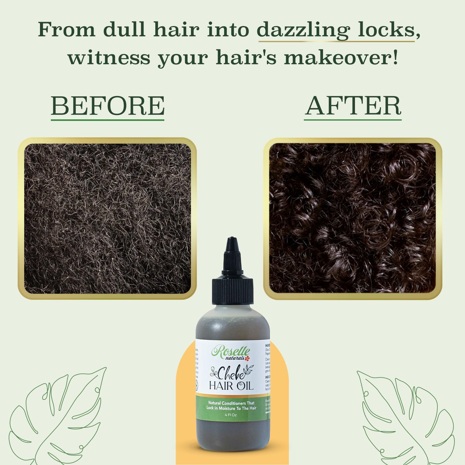 Roselle Naturals Chebe Oil applied to scalp during massage for nourishment.