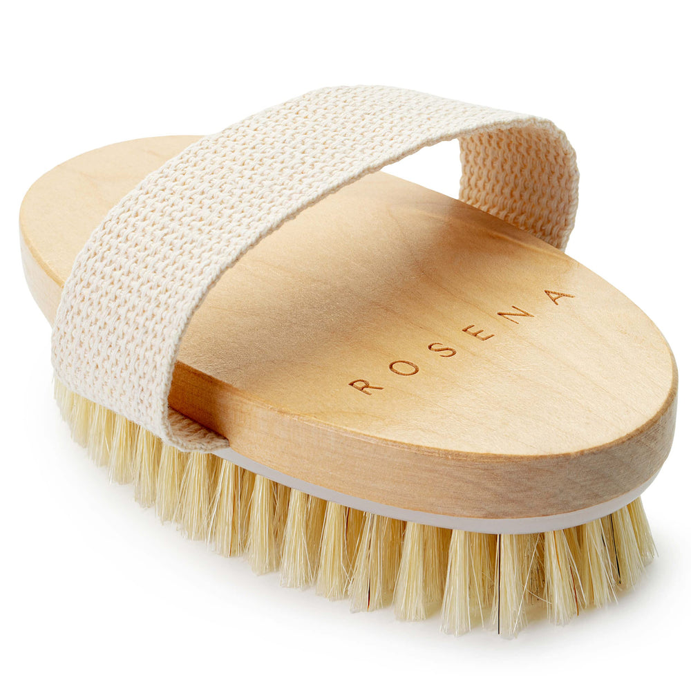 Rosena brosse à sec poils de sanglier, gros plan, exfoliation efficace