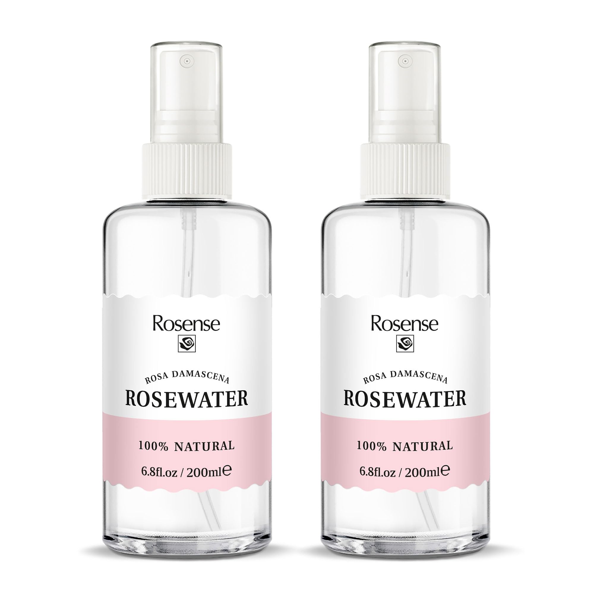 Rosense tonique à l'eau de rose en flacon verre, hydratation légère et rafraîchissante.