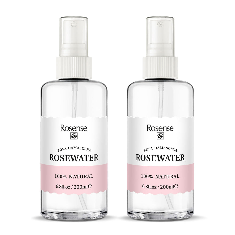 Rosense tonique à l'eau de rose en flacon verre, hydratation légère et rafraîchissante.