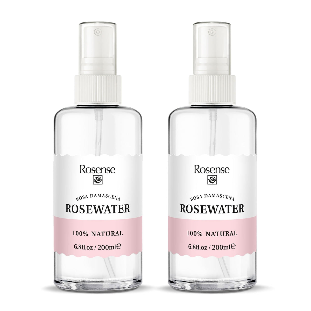 Rosense tonique à l'eau de rose en flacon verre, hydratation légère et rafraîchissante.