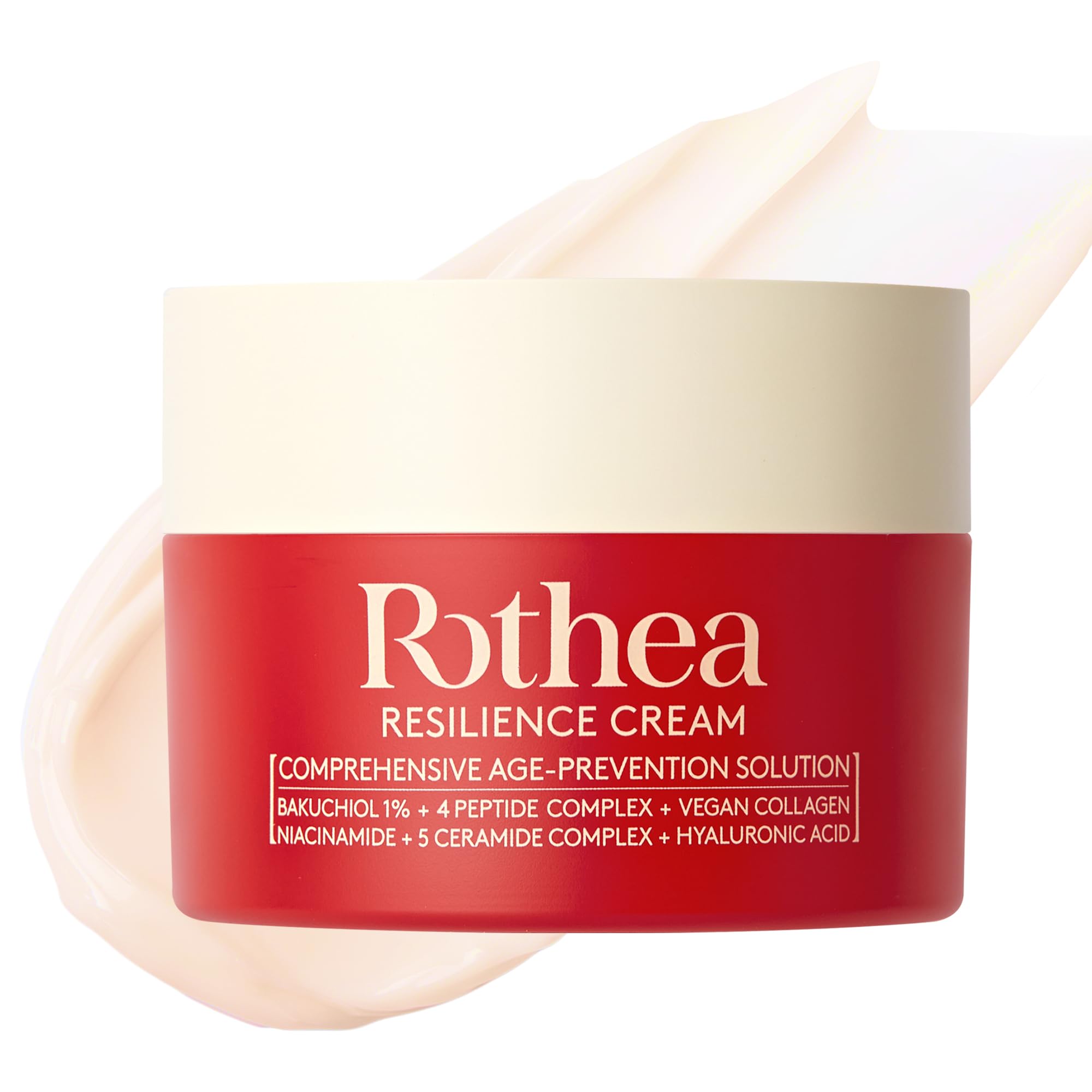 Rothea Resilience Cream sur flacon, texture légère pour hydrater et lisser le visage.