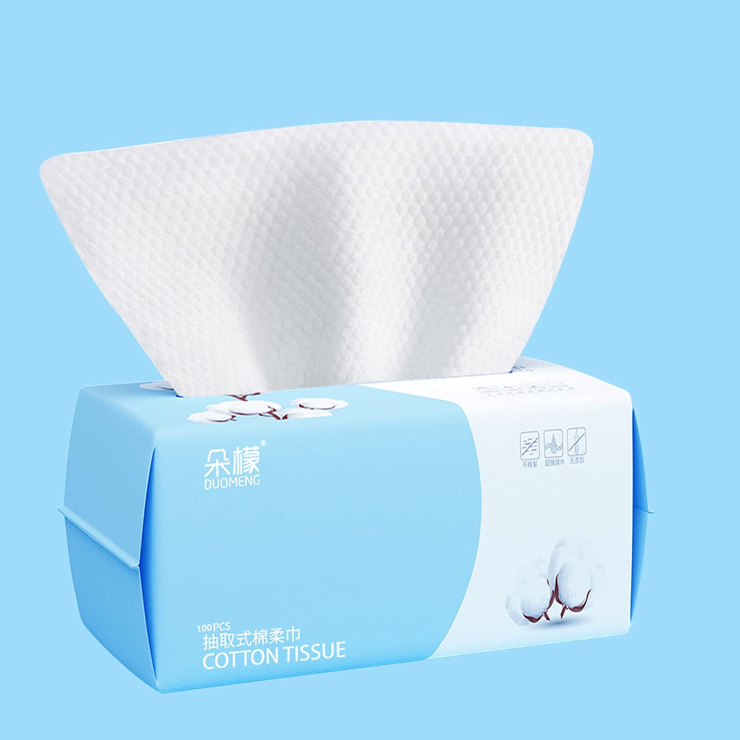 Rouceyxin lingettes coton visage seche dans emballage portable, pratique et prêt à l'emploi.