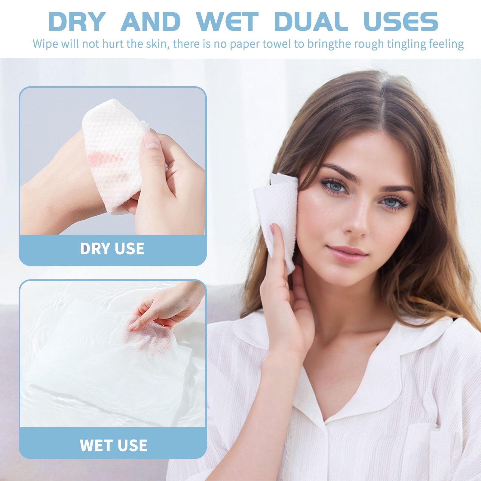 Rouceyxin lingettes démaquillage coton doux pour peau sensible.