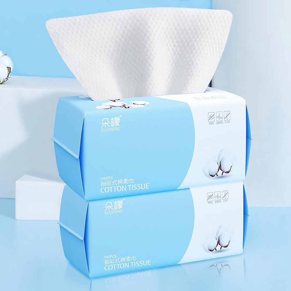 Lingettes Rouceyxin visage coton 100 pièces, parfaites pour le démaquillage en douceur.