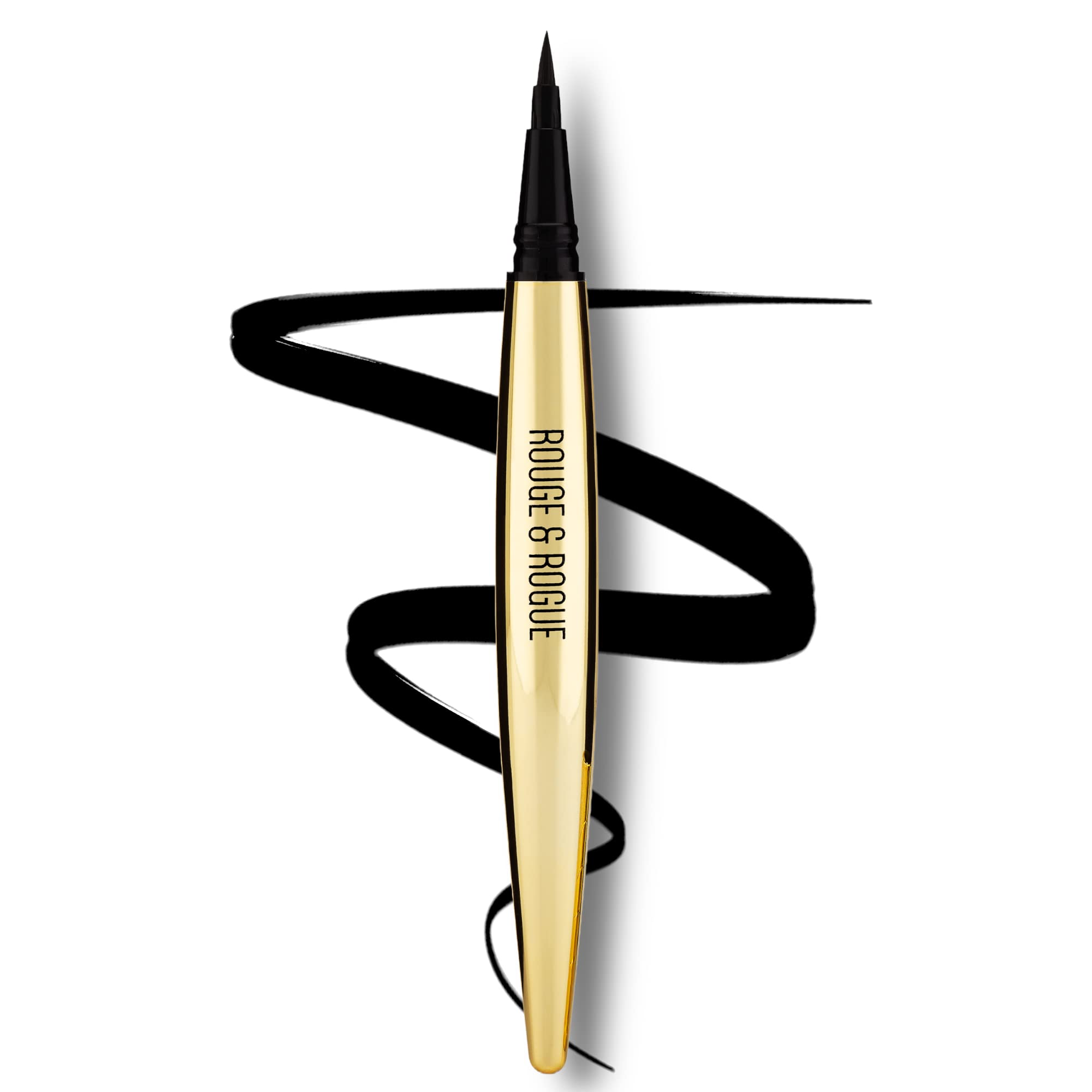 Rouge & Rogue trait yeux liquide ultra noir avec brosse de précision pour un trait net.