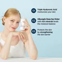 ROUND LAB 1025 Dokdo Lotion — application en massage pour peau lisse.