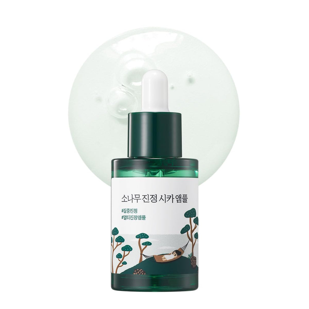 ROUND LAB Pine Calming Cica Ampoule : la bouteille translucide hydrate et apaise.