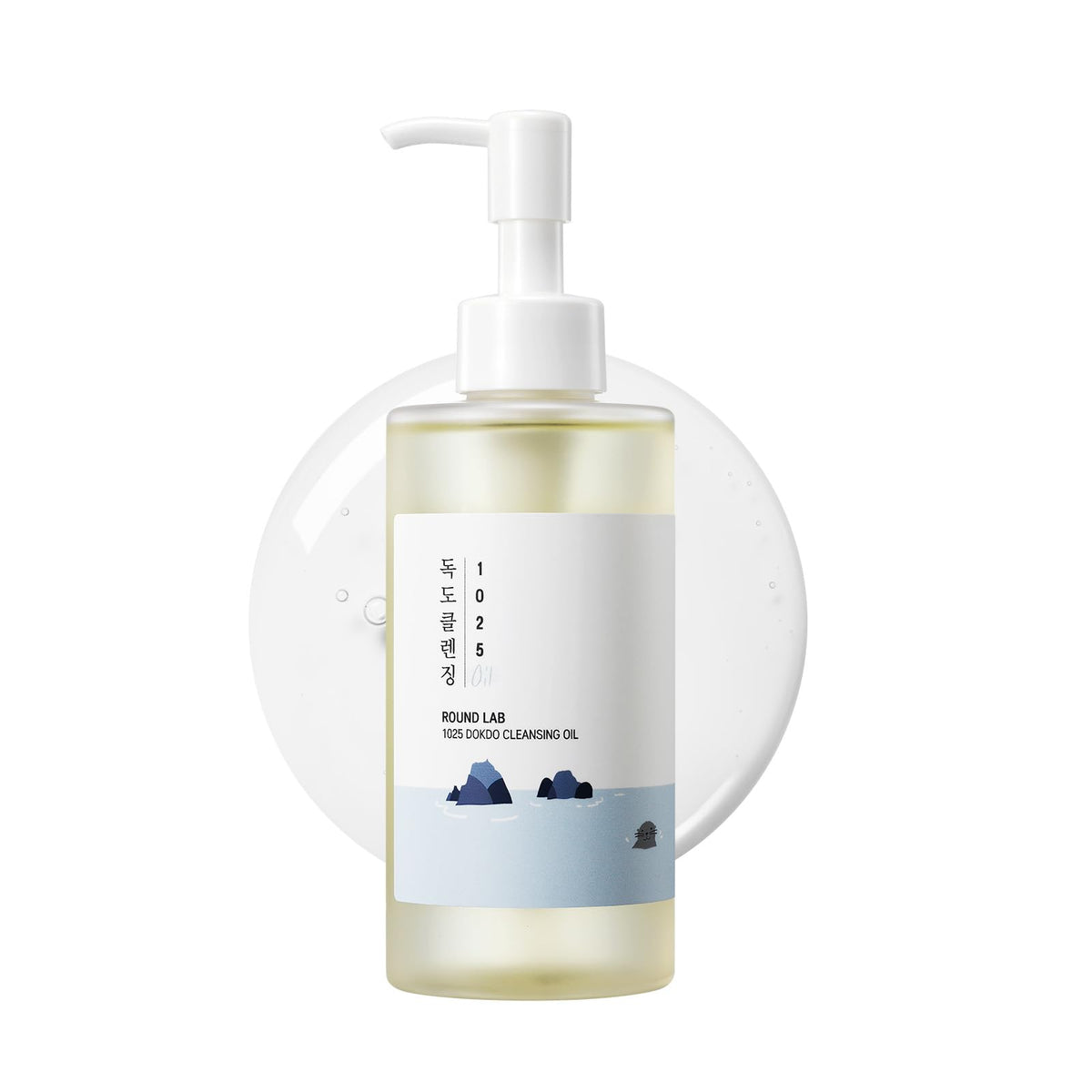 ROUND LAB Dokdo huile nettoyante visage: bouteille élégante pour un soin quotidien doux.