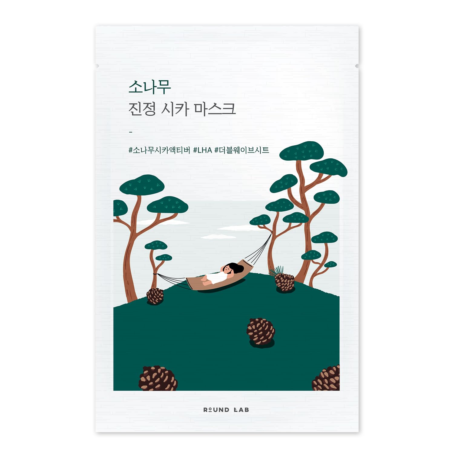 ROUND LAB Masque-feuille Pine Cica apaisant, douceur immédiate pour peau irritée.