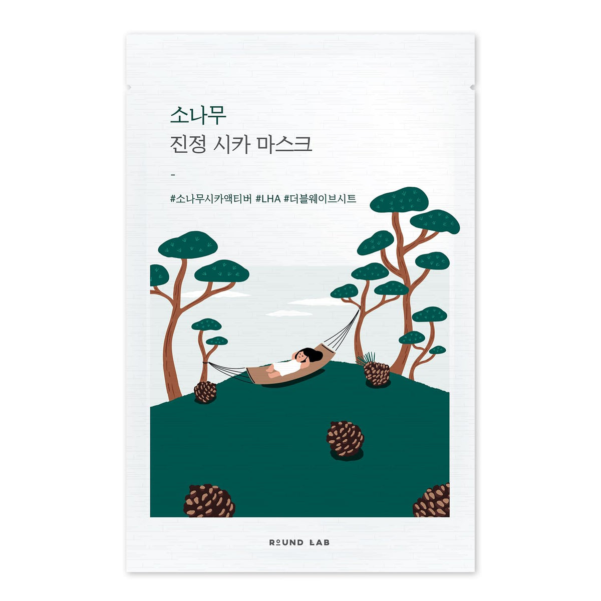 ROUND LAB Masque-feuille Pine Cica apaisant, douceur immédiate pour peau irritée.
