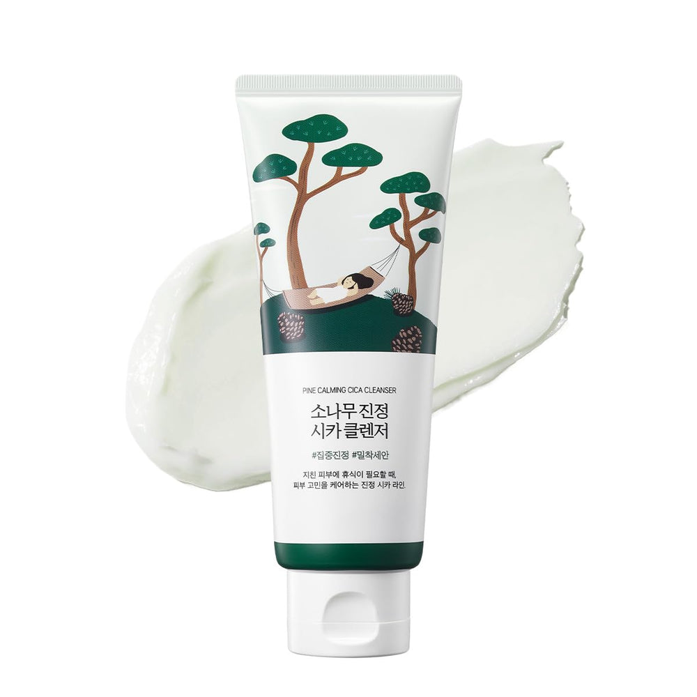 ROUND LAB Pine Calming Cica Cleanser bouteille, idéal pour une routine quotidienne du visage.