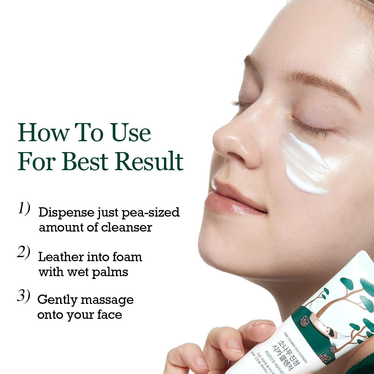 ROUND LAB Pine Calming Cica Cleanser s'intègre facilement à votre rituel quotidien du visage.