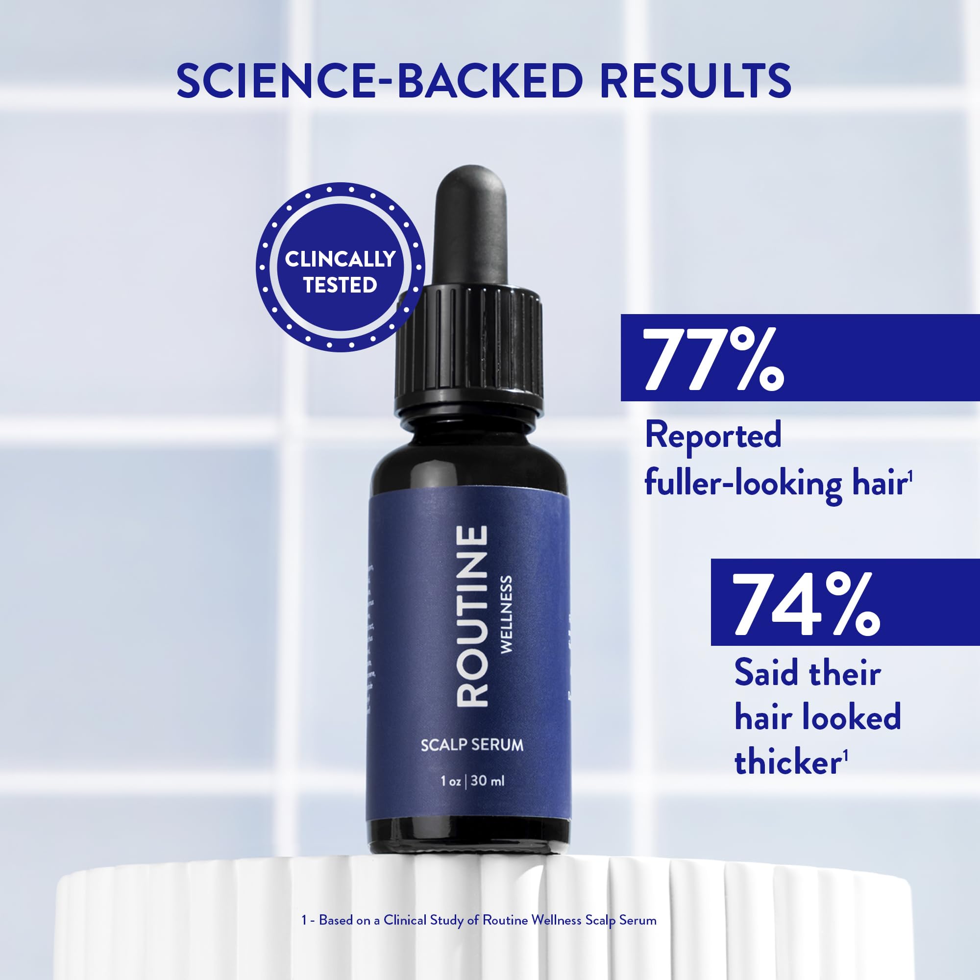 Ingrédients clés du sérum Routine Wellness: trèfle rouge et peptides pour la vitalité capillaire.