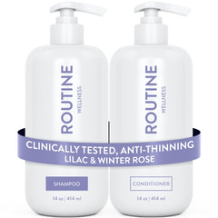 Routine Wellness Shampoing anti-affaissement – bouteille élégante pour démarrer une routine fortifiante.