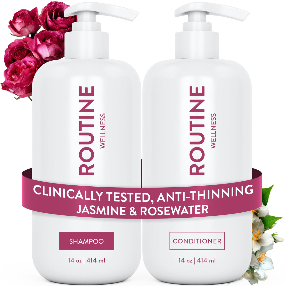 Routine Wellness Shampoing, bouteille prête à l’emploi, pour cheveux volumineux et sains.