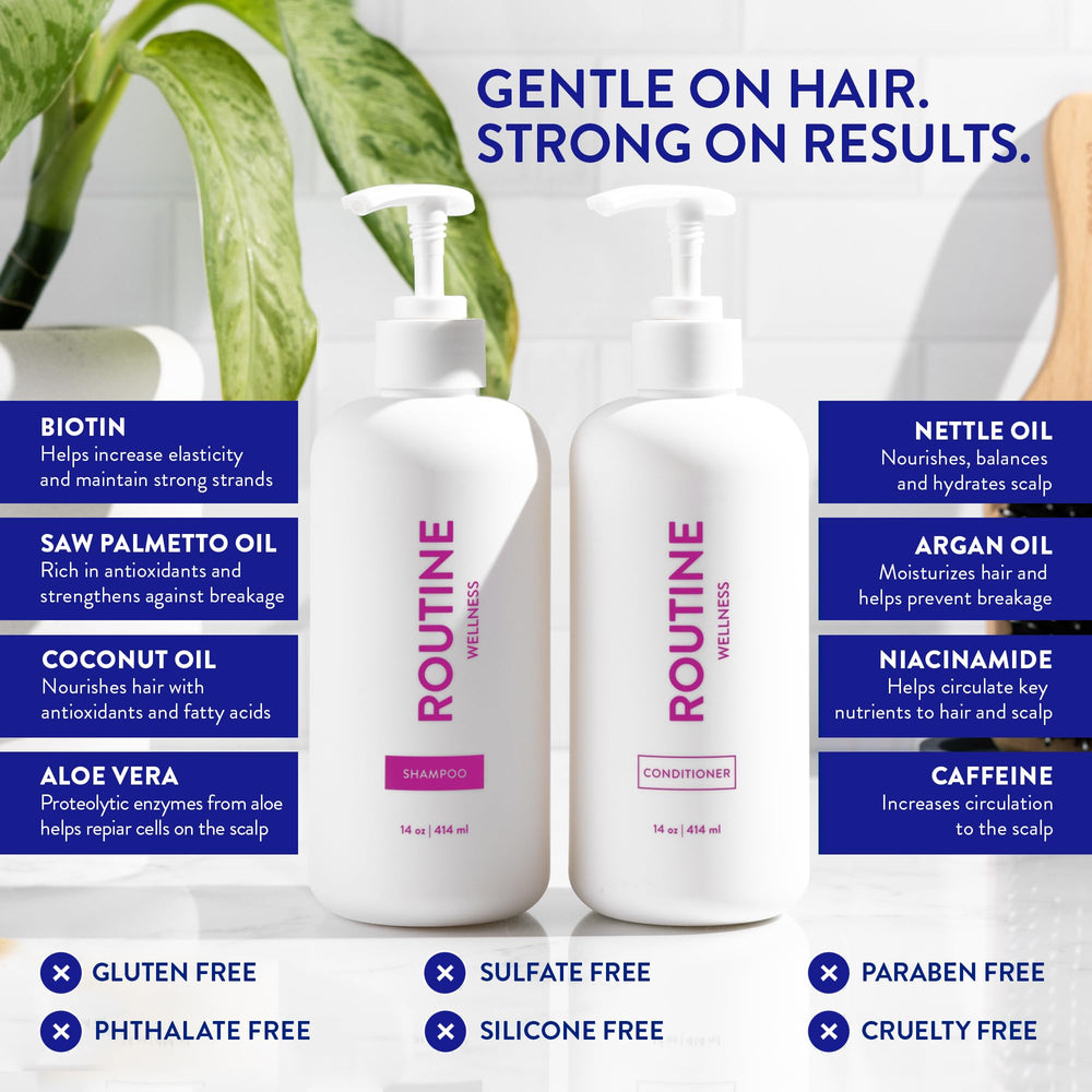 Cheveux avec volume après Routine Wellness, aperçu réel.