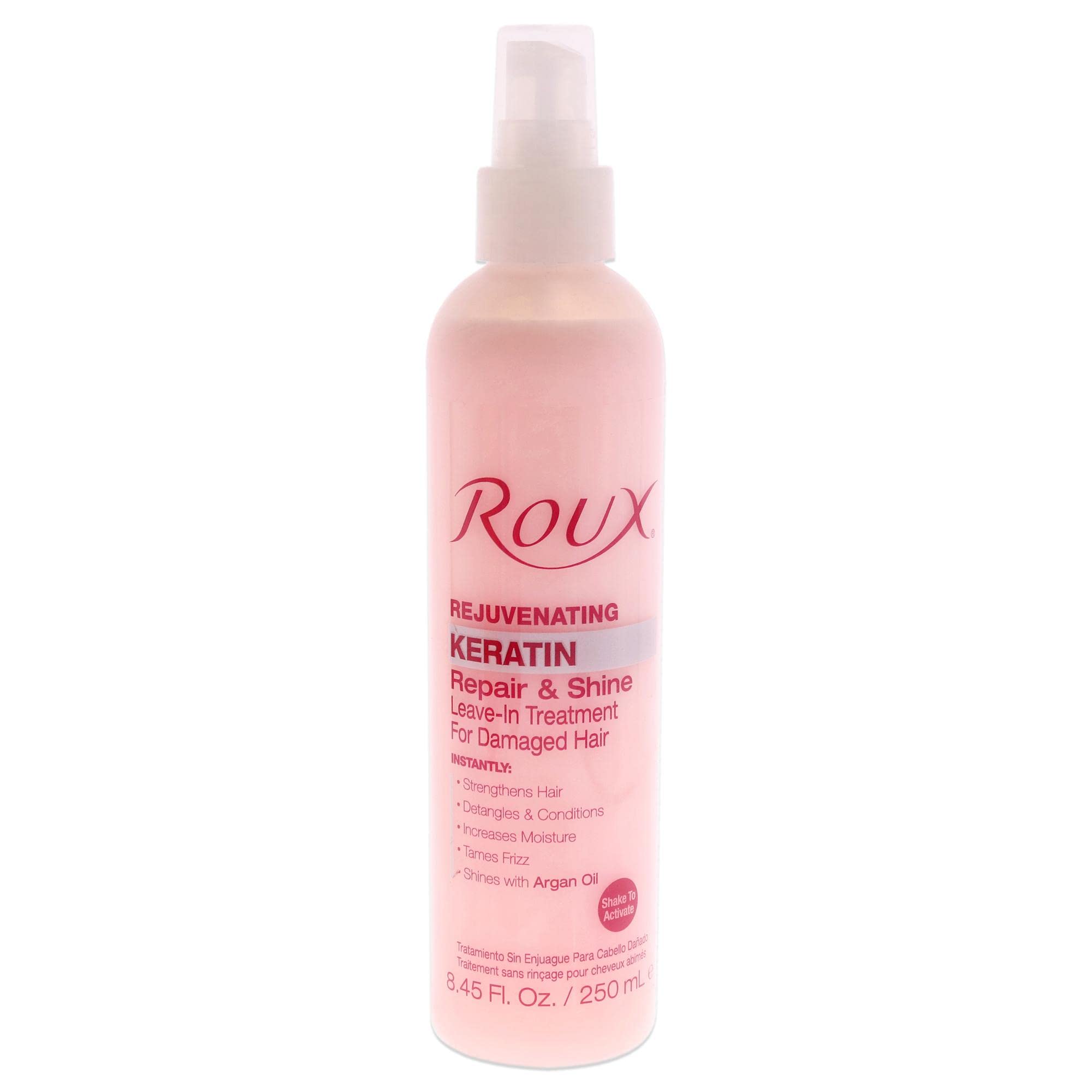 Roux Argan Oil Kératine Repair & Shine — bouteille, pratique et réparatrice, pour brillance durable