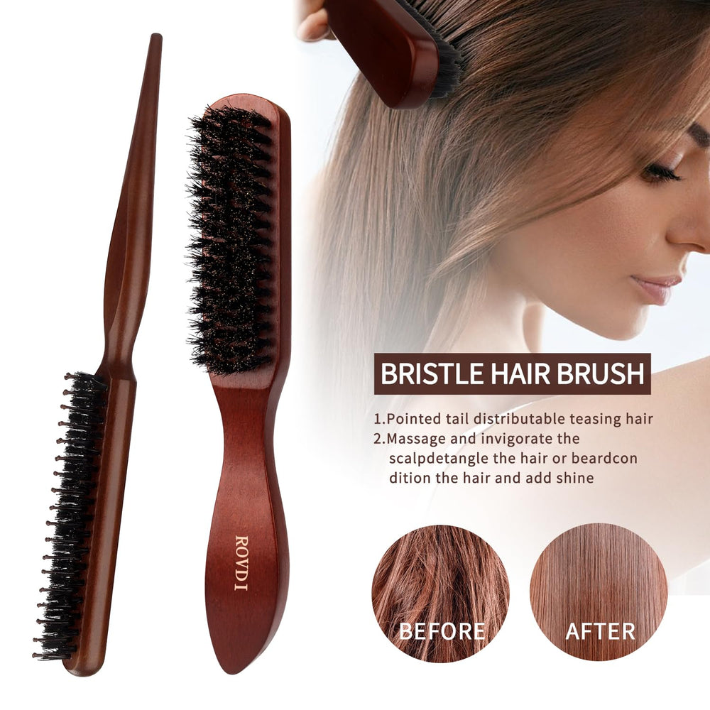 ROVDI brosse en bois à poils de sanglier pour démêlage en douceur.