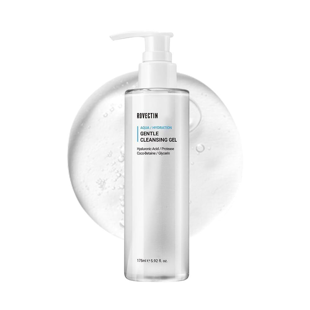 ROVECTIN Aqua Cleansing Gel, bouteille-pompe, soin doux et hydratant pour peau sensible.