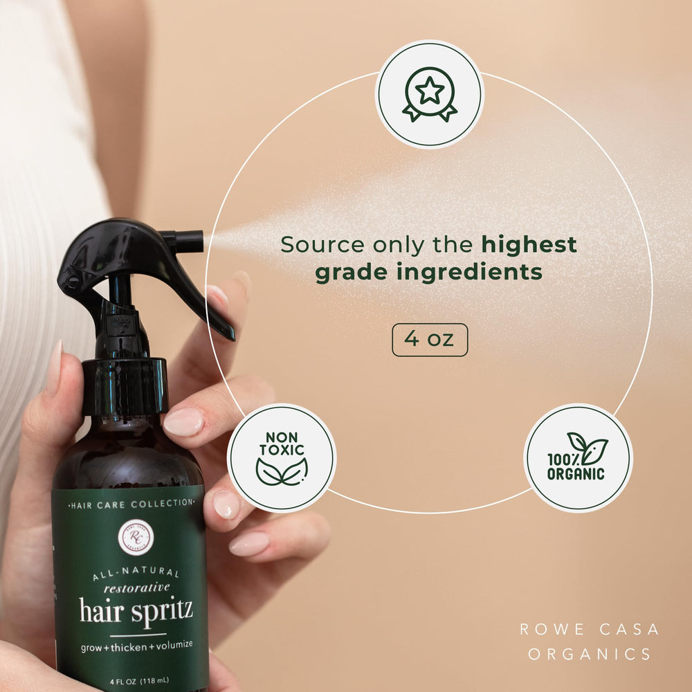 Ingrédients huiles essentielles Rowe Casa Organics avec romarin et lavande.