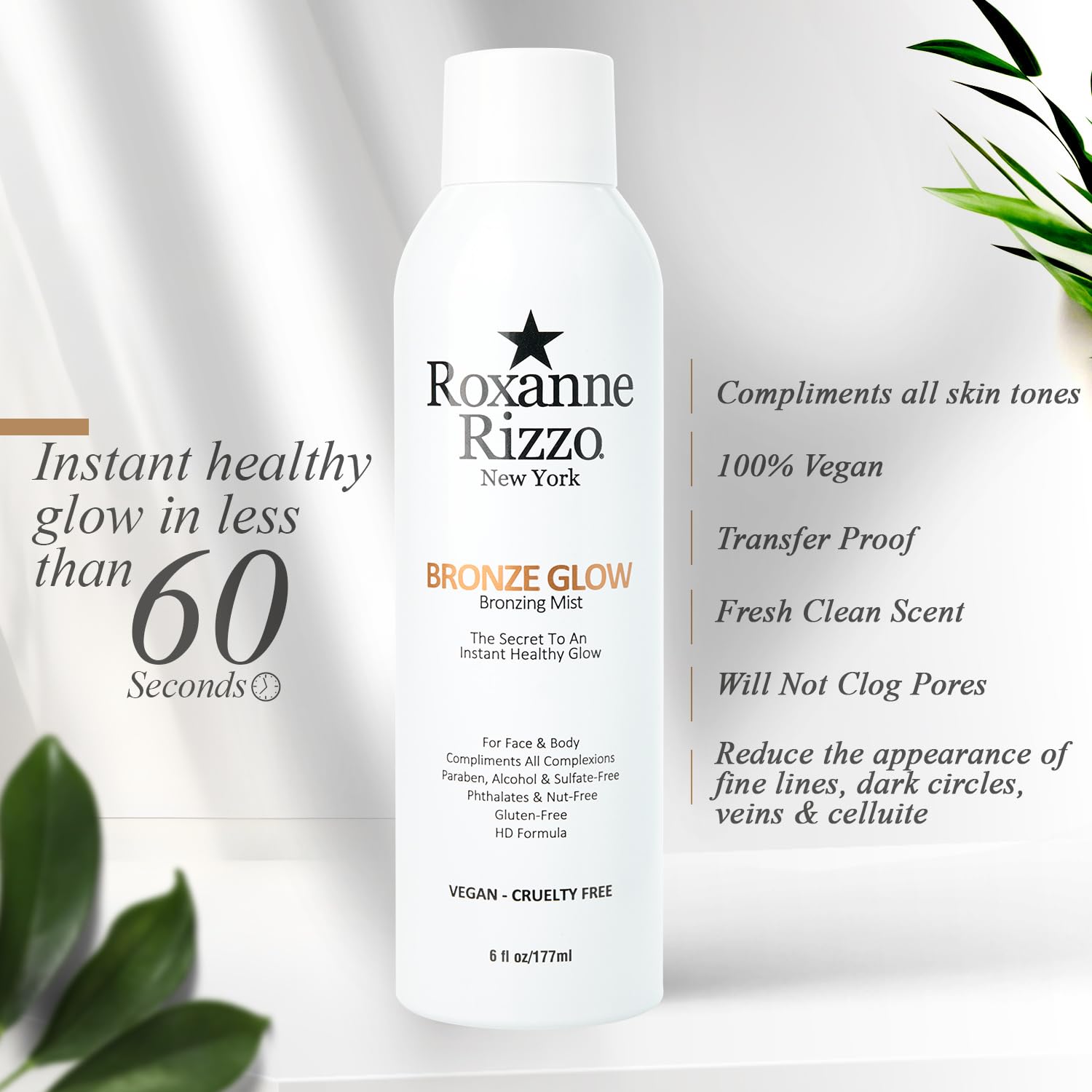 Roxanne Rizzo Bronze Glow finition sans transfert, usage voyage