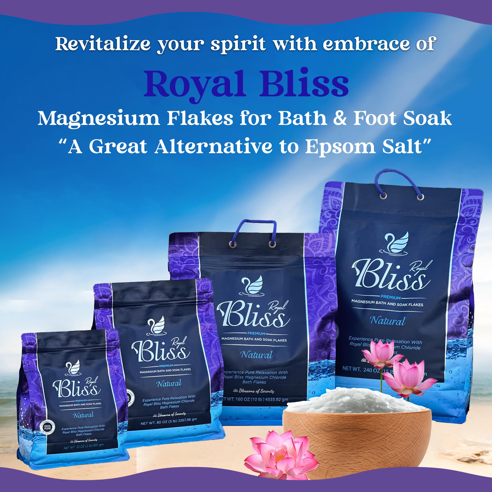 Rituel de bain pieds relaxant avec Royal Bliss magnésium.