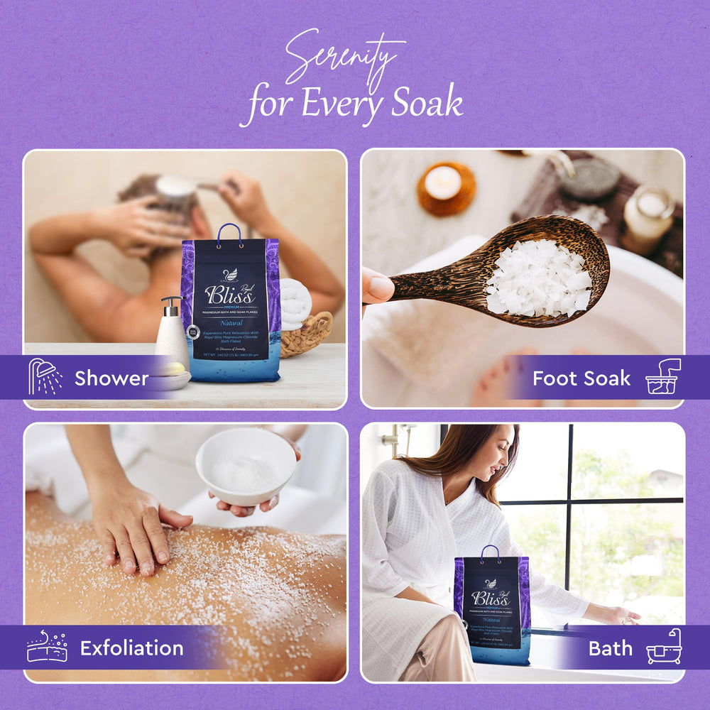 Flocons naturels Royal Bliss magnésium sans additifs pour une expérience pure.