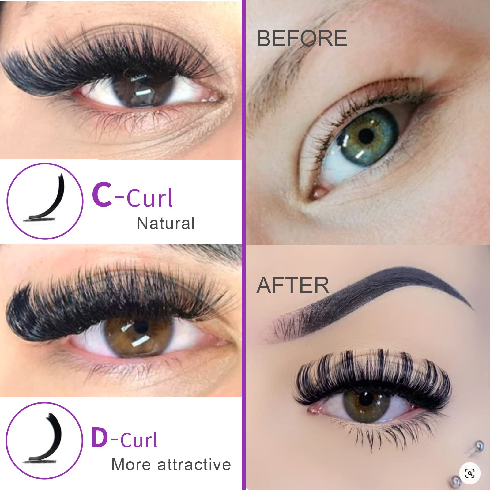 Royaomis cils faux D-Curl, effet naturel et pose rapide
