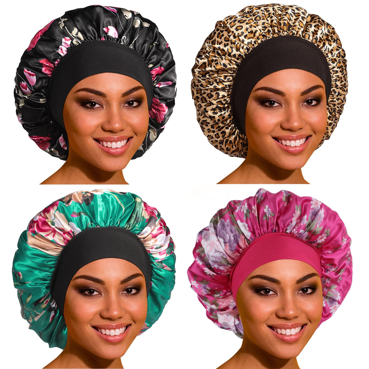 ROYBENS bonnet satin dormir, bande élastique large pour confort nocturne assuré.
