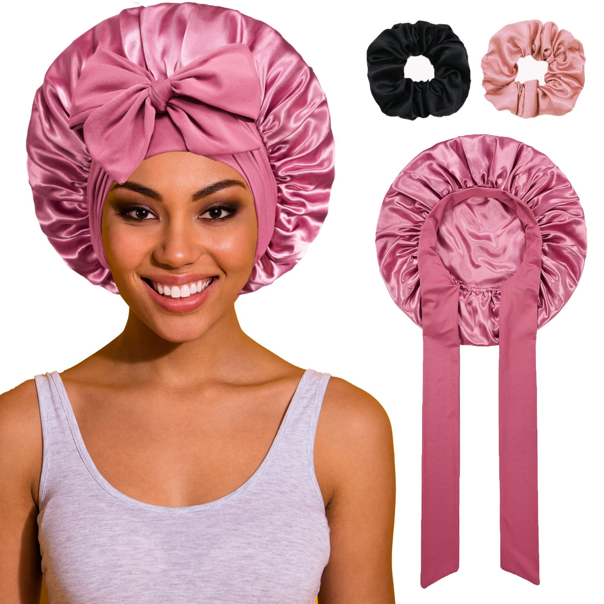 ROYBENS bonnet-dormir lien-ajustable, maintien sûr pendant le sommeil.