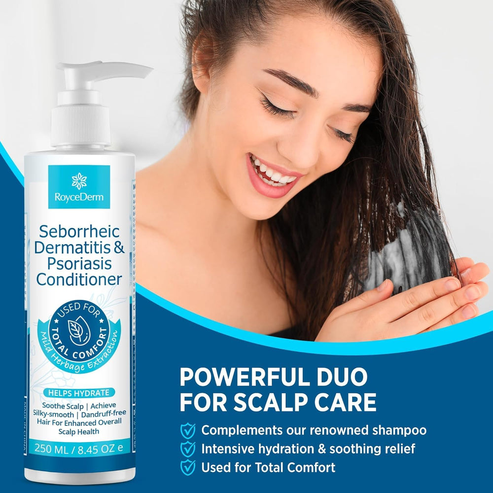 Roycederm applique sur cuir chevelu, massage apaisant et soin en profondeur.