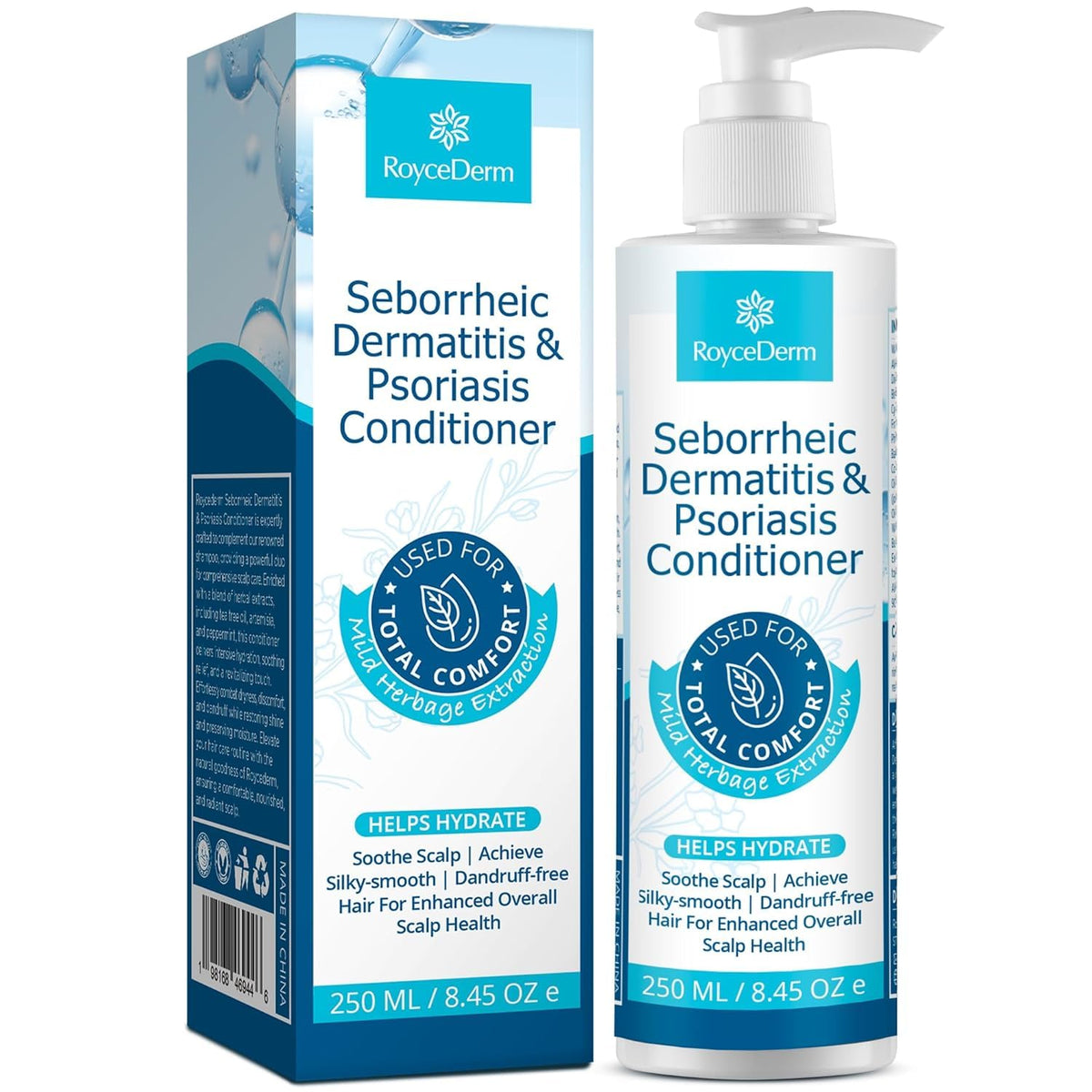 Roycederm conditionneur dermatite seborrheeique en flacon, soin ciblé cuir chevelu.