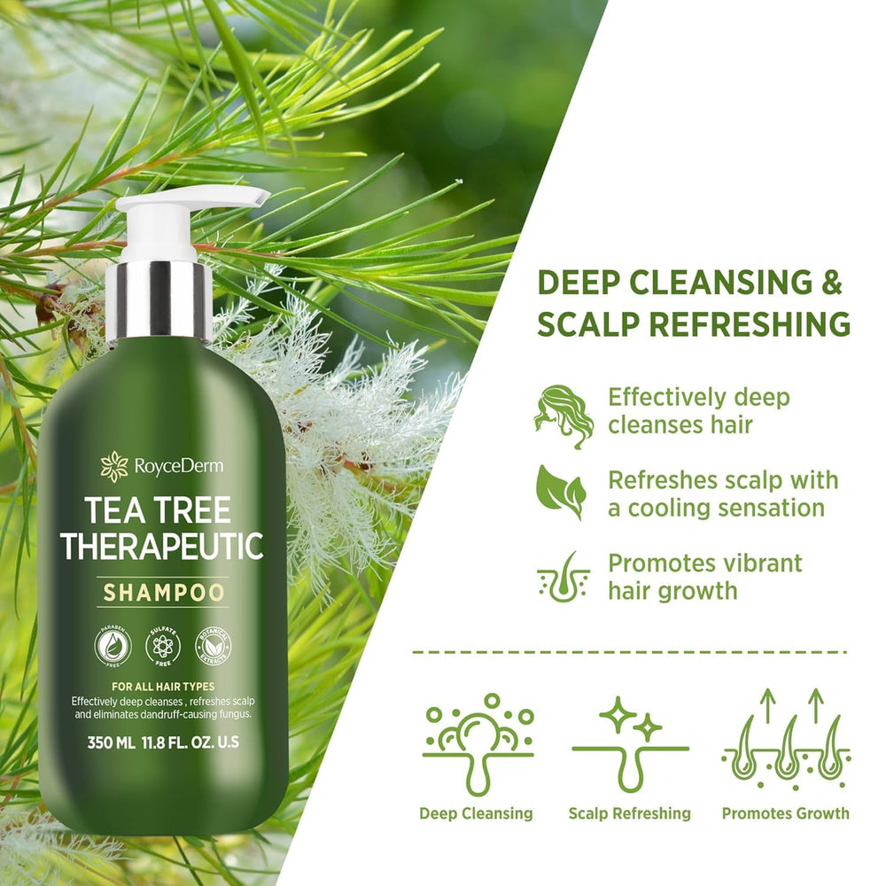 Roycederm Shampoing arbre à thé Mousse: lissage et fraîcheur immédiate.