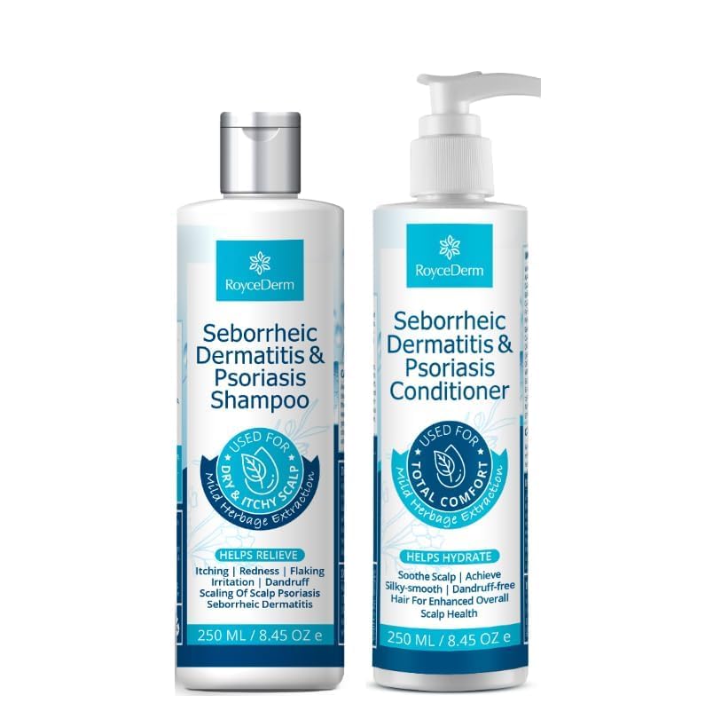 Roycederm Shampoing séborrhéique en bouteille, potentiel soulagement des démangeaisons du cuir chevelu