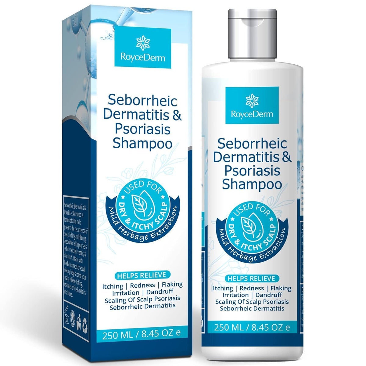 Roycederm Shampoo Bouteille: soin capillaire efficace pour cuir chevelu sensible.