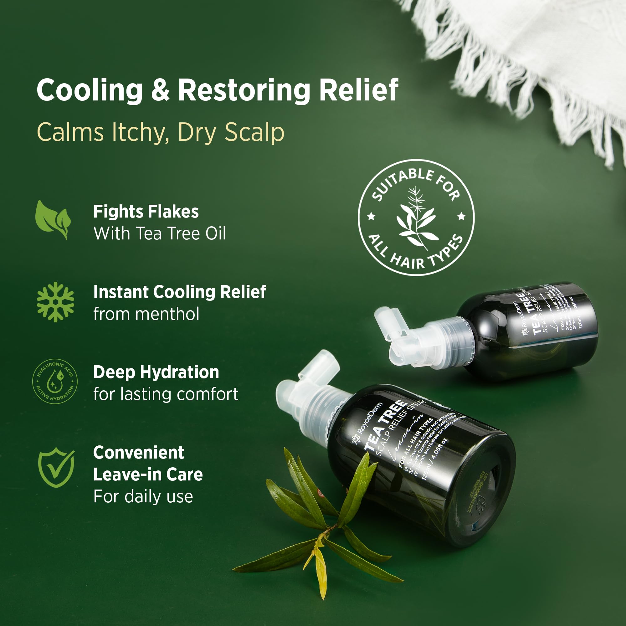 Roycederm vaporisateur soin cuir chevelu, hydratation rapide et durable.