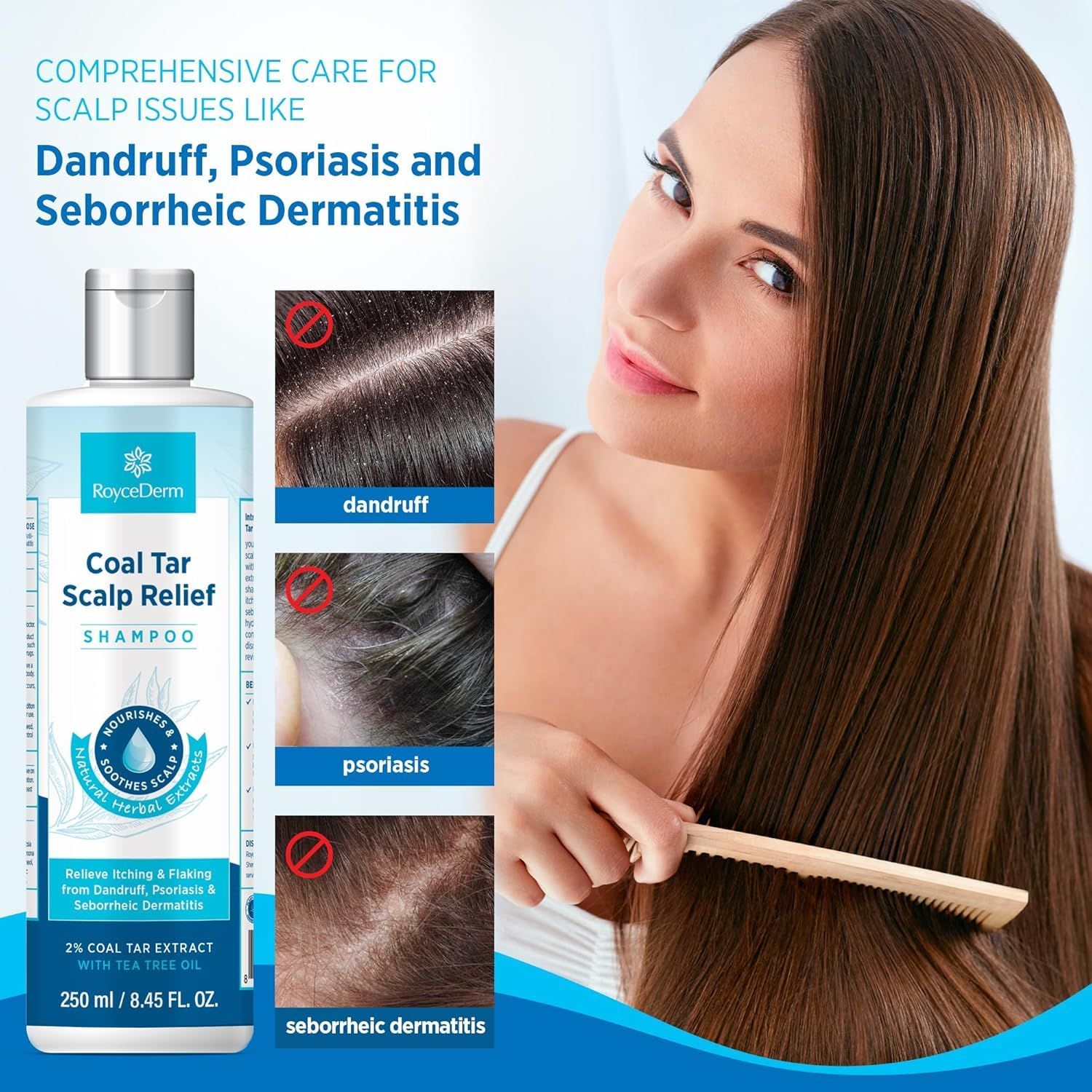 Roycederm versement-shampoing goudron; application précise pour traitement ciblé.