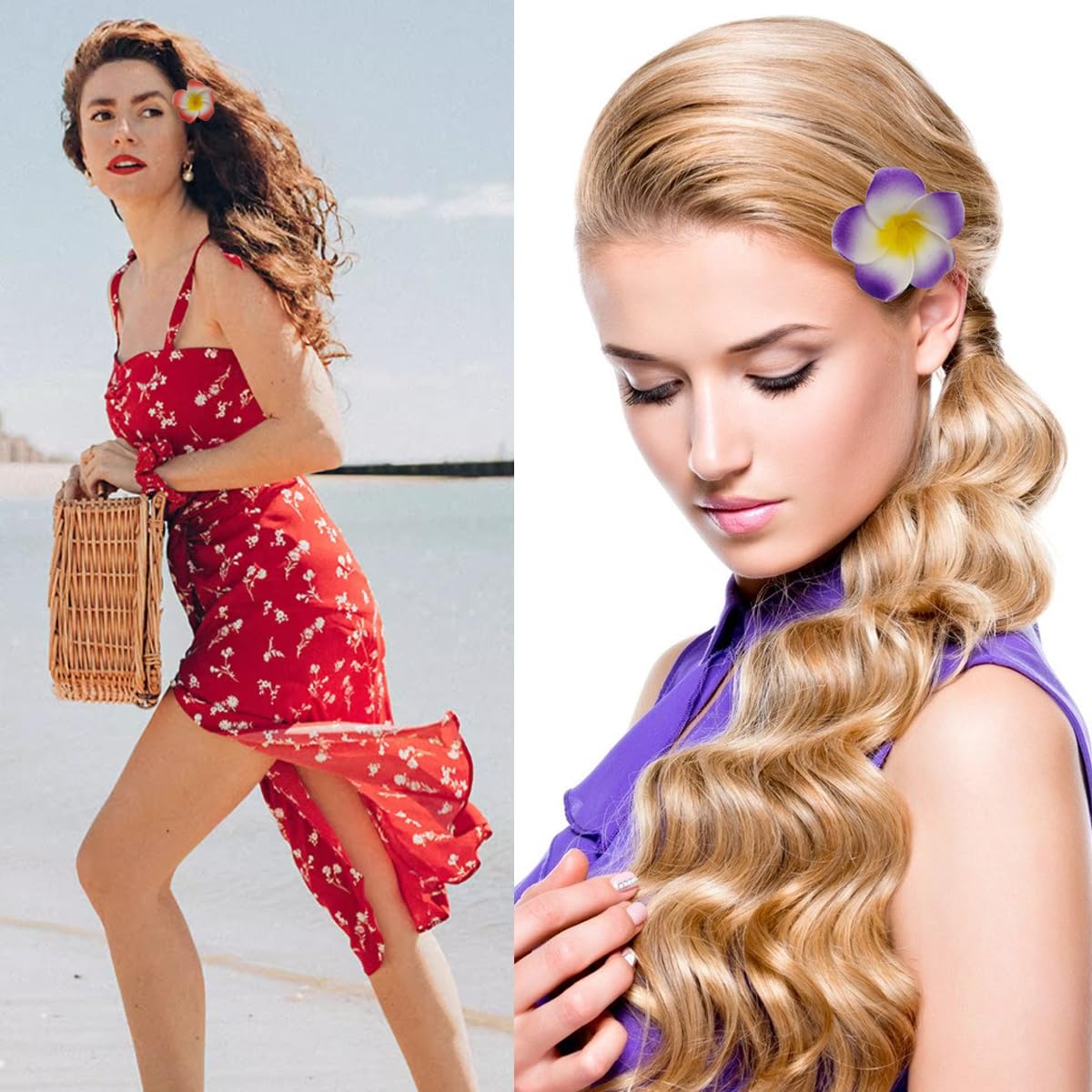 ROYHOO déco cheveux luau frangipanier mousse, esprit plage et vacances tropicales